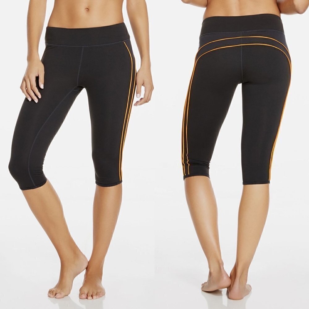 Fabletics Women's EUC Gray Orange Graphite Tangerine Polar Crop Leggings Small